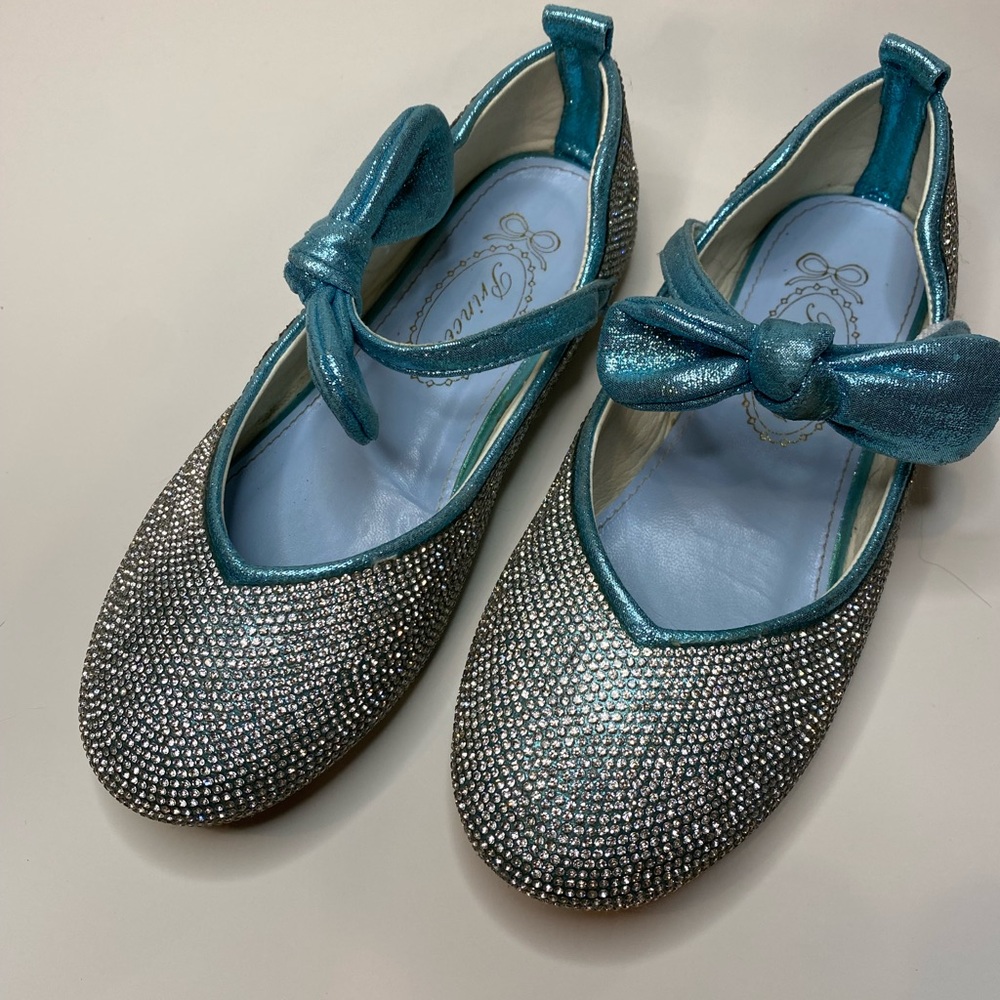 Silver and Blue Rhinestone Princess Flats - Picture 2 of 8